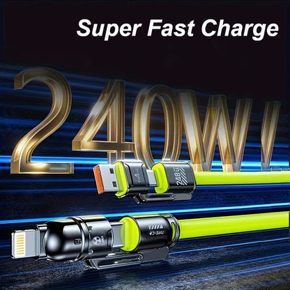 240W Silicone 4-in-1 Fast Charging USB Cable for Phone17 16 15 14 13 12 Pro Max for Samsung S25 S24 S23 for LG for Moto G Oppo