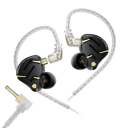 In Ear Monitor KZ ZS12 Pro 2 Hybrid 1DD+5BA Wired IEM Earphones with High Purity Silver Plated Detachable Cable, 3.5mm 2Pin HiFi Gaming Earbuds for Musicians Audiophiles