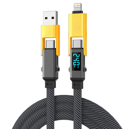 240W 4-in-1 Data Cable Super Fast Charging USB to Type-C USB C to Lightning With LED For IPhone16 15 14 XIAOMI HUAWEI