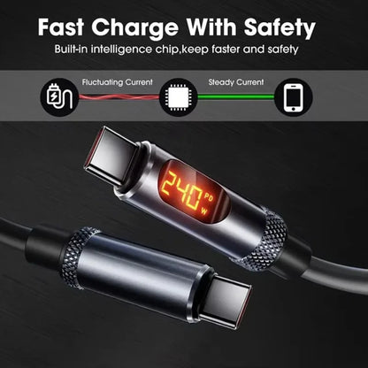240W Max Digital Display Fast Charge Cable with Aluminum Alloy Case, 480Mbps, Type-C To Type-C for IPhone 17 16 15 Pro Max