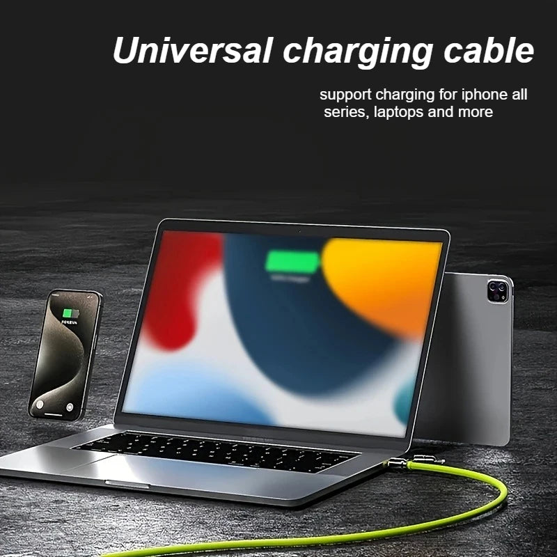 240W Silicone 4-in-1 Fast Charging USB Cable for Phone17 16 15 14 13 12 Pro Max for Samsung S25 S24 S23 for LG for Moto G Oppo