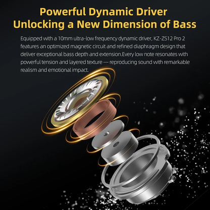 In Ear Monitor KZ ZS12 Pro 2 Hybrid 1DD+5BA Wired IEM Earphones with High Purity Silver Plated Detachable Cable, 3.5mm 2Pin HiFi Gaming Earbuds for Musicians Audiophiles