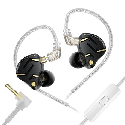 In Ear Monitor KZ ZS12 Pro 2 Hybrid 1DD+5BA Wired IEM Earphones with High Purity Silver Plated Detachable Cable, 3.5mm 2Pin HiFi Gaming Earbuds for Musicians Audiophiles