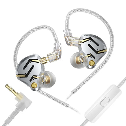 In Ear Monitor KZ ZS12 Pro 2 Hybrid 1DD+5BA Wired IEM Earphones with High Purity Silver Plated Detachable Cable, 3.5mm 2Pin HiFi Gaming Earbuds for Musicians Audiophiles